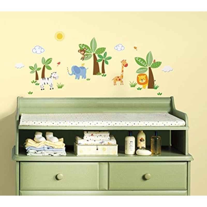 Asian Paints W071D4BSY45 Nilaya Vinyl Jungle Friends Self Adhesive Wall Sticker, HPCA4164