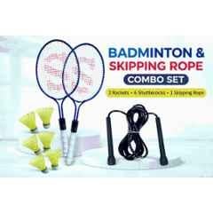 STYRKR Multicolour Kidzy Racket set with skipping rope with shuttlecocks Badminton Kit