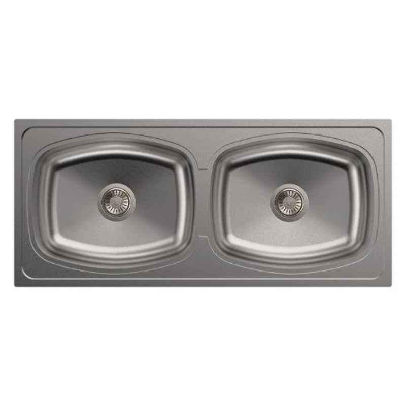 Carysil Elegance Double Bowl Stainless Steel Gloss Finish Kitchen Sink, Size: 45x20x9 inch