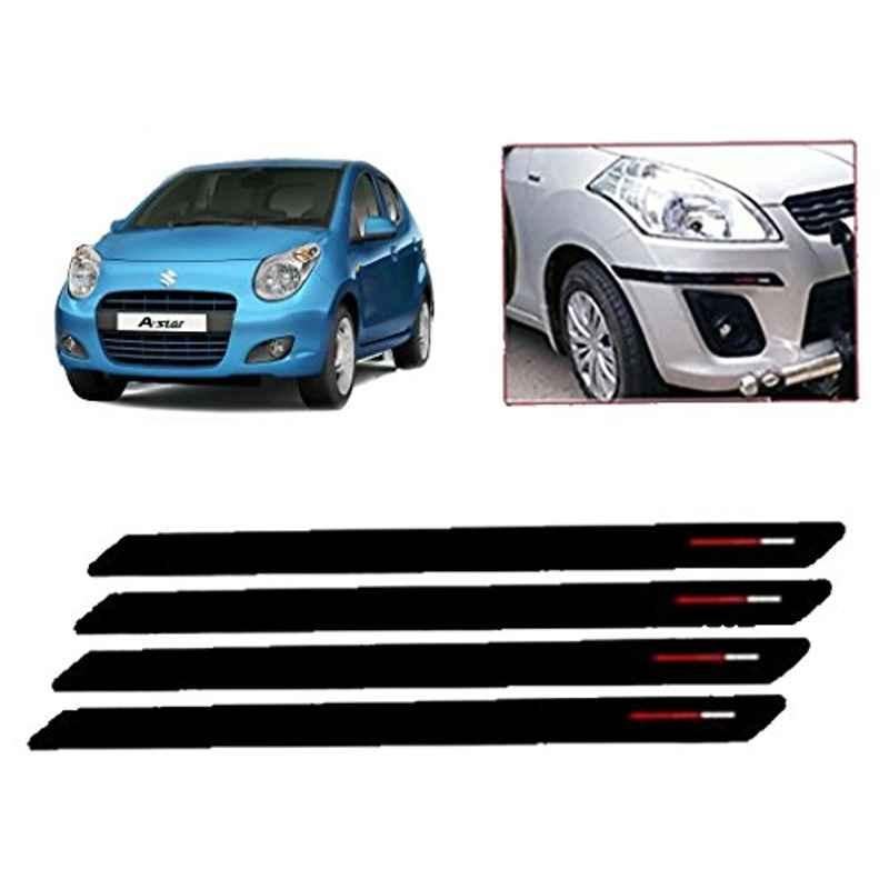 Kozdiko 4 Pcs Black & Red Bumper Protector Set for Maruti A-Star
