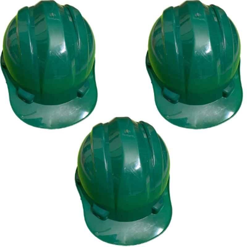 Ladwa ABS HDPE Green Heavy Duty Superior Nape Safety Helmet, LSI-Helmet-GNP3, (Pack of 3)