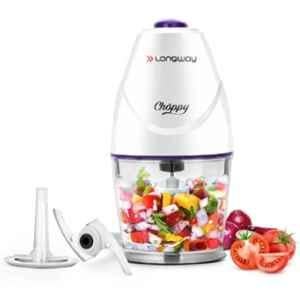 Longway 400W 800ml Purple & White Electric Vegetable Chopper with Stainless Steel Blades, Choppy-400W