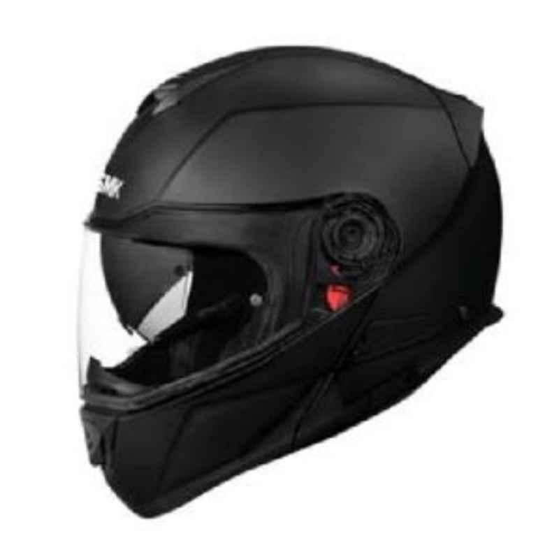 SMK Gullwing Unicolour Matt Black Full Face Motorbike Helmet, MA200, Size: Large