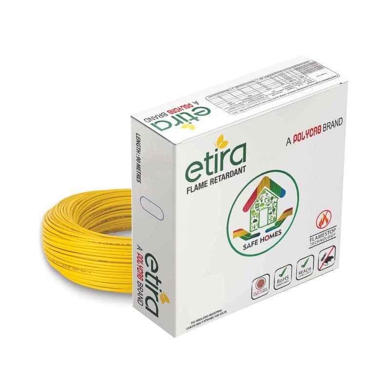 Polycab Etira 2.5 Sqmm 90m Yellow Single Core FR Multistrand PVC Insulated Unsheathed Industrial Cable