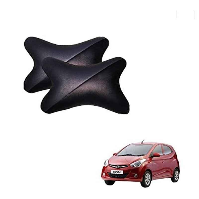 Kozdiko 2 Pcs Memory Foam Grey & Black Car Neck Rest Cushion Pillow Set for Hyundai Eon