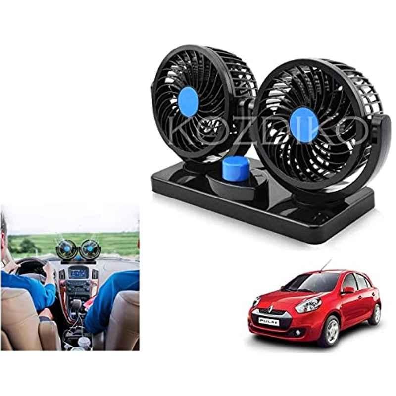 Kozdiko 12V Black Dual Head Rotatable Electric Car Dashboard Fan with 360 Degree for Renault Pulse