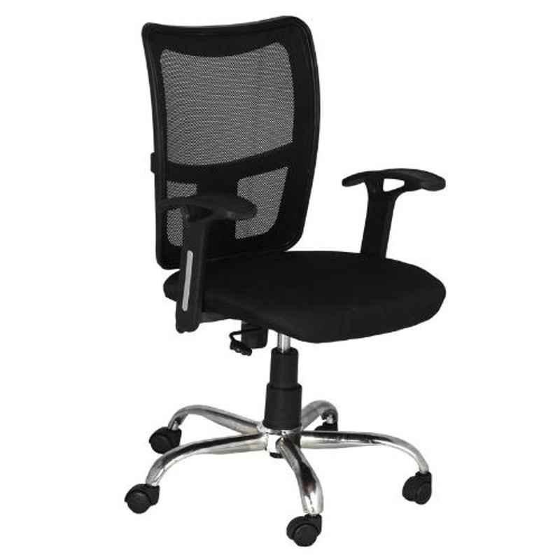 Da Urban Cosmo Black Fabric, Mesh, Foam & Chrome Medium Back Office Revolving Chair with Arms
