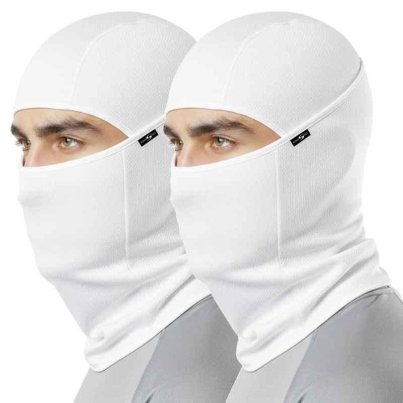 Kingsway Cool Pass Honey Comb Pattern Rice Knit White Balaclava Face Mask for Bikers (Pack of 2)