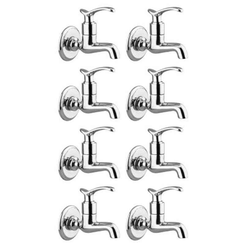 Drizzle Duck 8 Pcs Brass Chrome Finish Silver Bib Cock Set, ABIBDUCK8