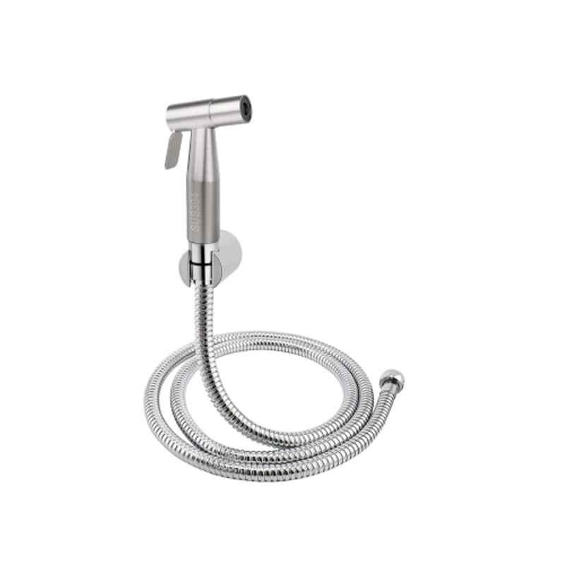 Cliquin Boltt Stainless Steel Silver Chrome Health Faucet with 1.5m Hose Pipe & Wall Hook, KSHF2241