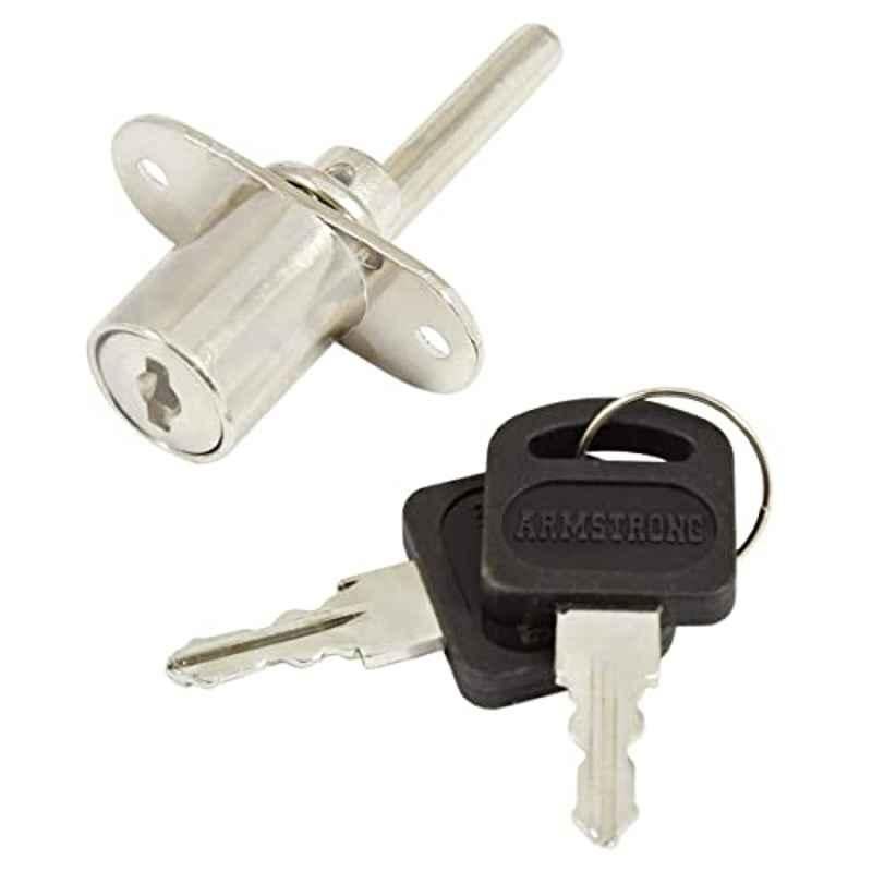 Frontal Center Lock And Fitting-Chrome, Silver, Steel, 2 Keys With Fittings