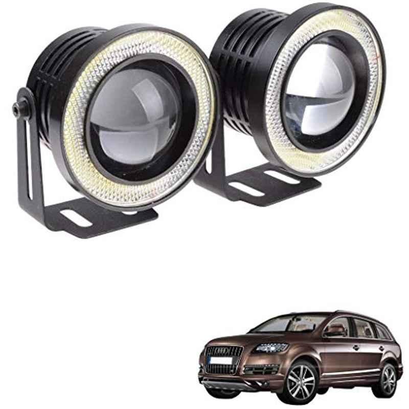 Kozdiko 2 Pcs 15W 3.5 inch High Power White LED Projector COB Fog Light Set with White Angel Eye Ring for Audi Q7, koz_72640
