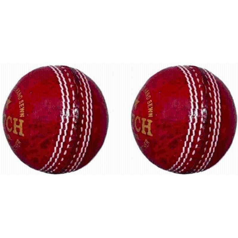 Diablo Standard Red 2 Part Red Sports Cricket Leather Ball (Pack of 2)