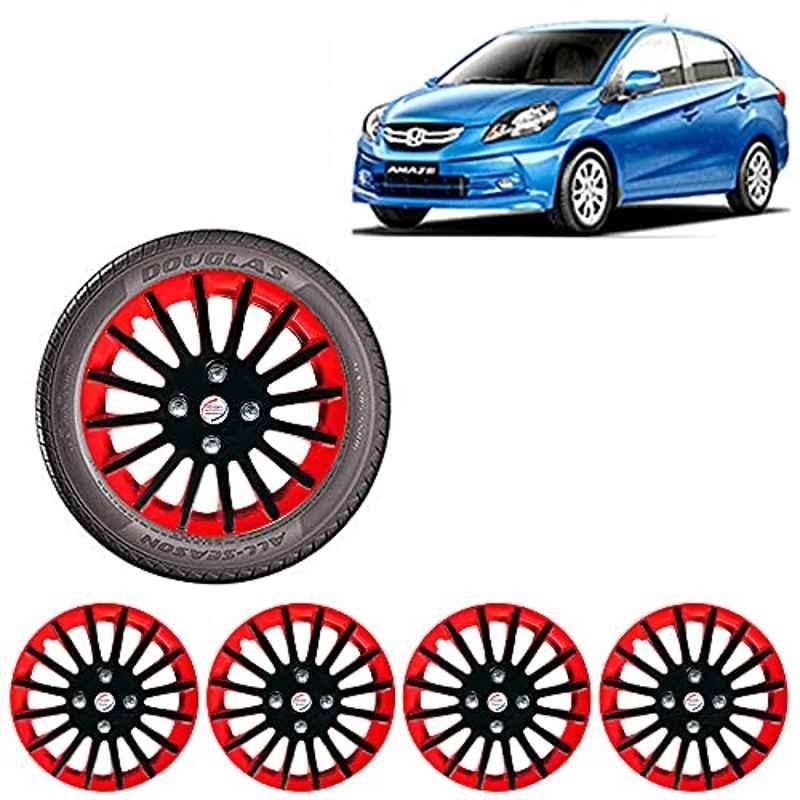 Auto Pearl 4 Pcs 15 inch ABS Black & Red Wheel Cover Set for Honda Amaze Type-1
