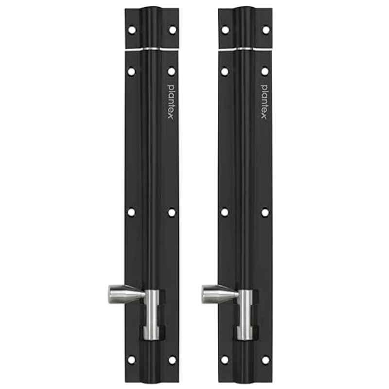 Plantex Stainless Steel 8 inch Multicolour Tower Bolt/Door Latch/Kundi/Chitakini/Door Latch for Windows & Main Door (Pack of 2)- APS-6007-BLCK-8INCH-TOWER-BOLT-PK-2