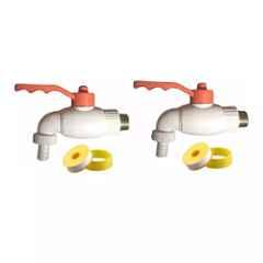 Fastgear PVC White & Orange Chrome Finish Bib Tap, FG1246 (Pack of 2)