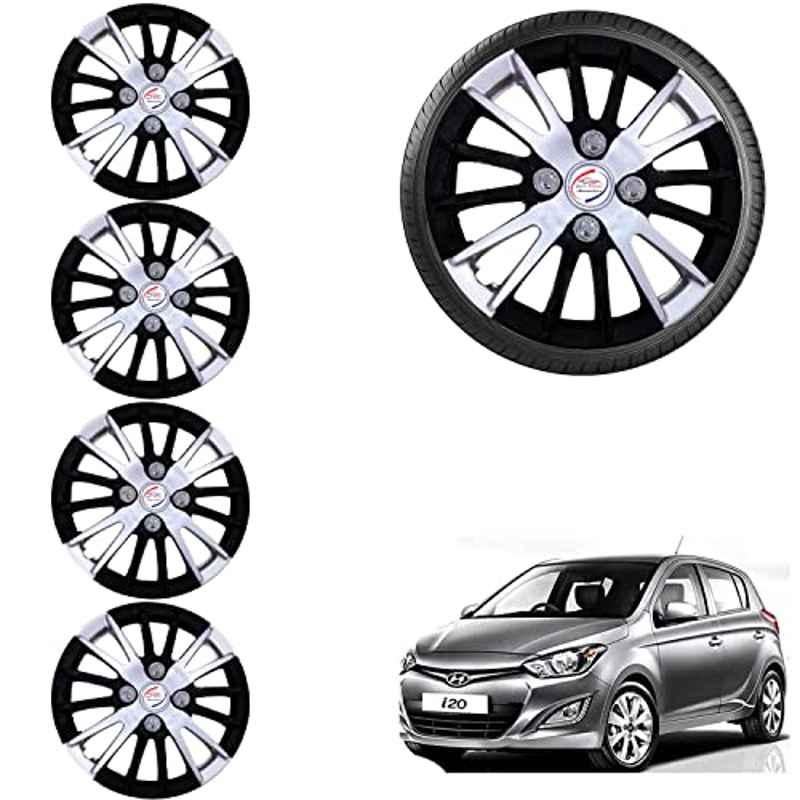 Auto Pearl 4 Pcs 14 inch ABS Black & Grey Car Wheel Cover Set for Hyundai i20 Type 2
