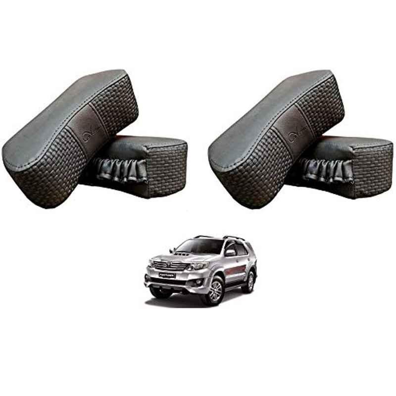 Kozdiko 4 Pcs CV Designer Grey Leatherite Neck Rest Car Cushion Pillow Set for Toyota Old Fortuner