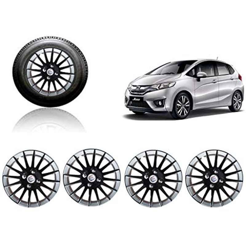 Auto Pearl 4 Pcs 14 inch ABS Silver & Black Car Wheel Cover Set for Honda Jazz 2015