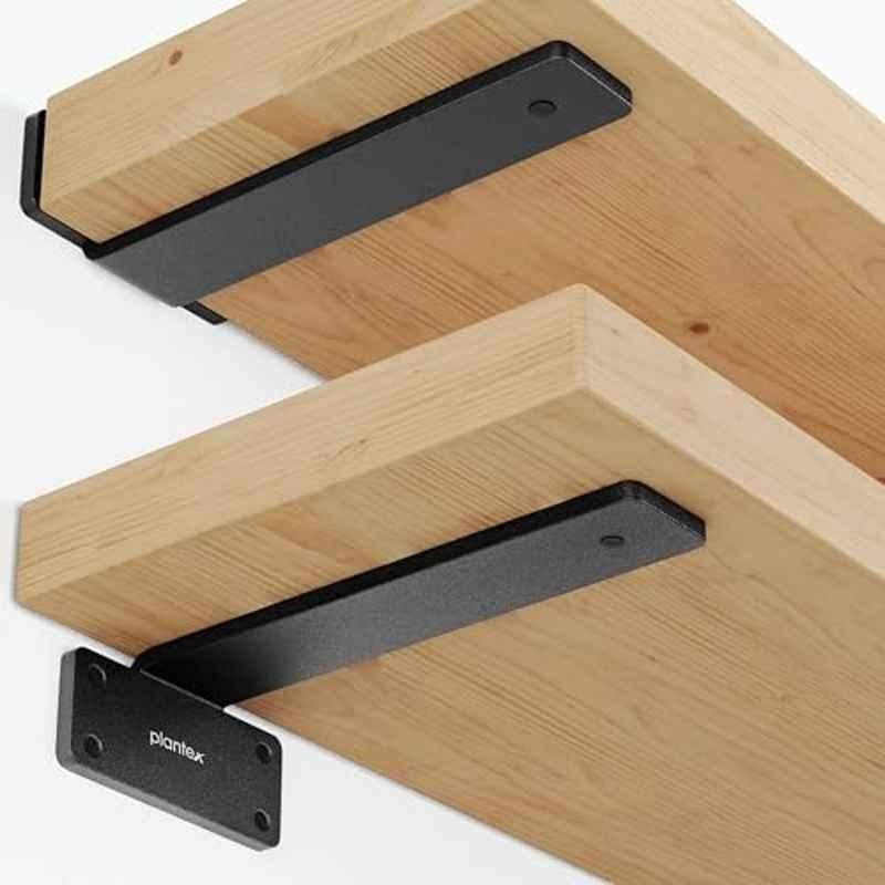 Plantex 8 inch Galvanized Steel Black Heavy Duty Shelf Bracket