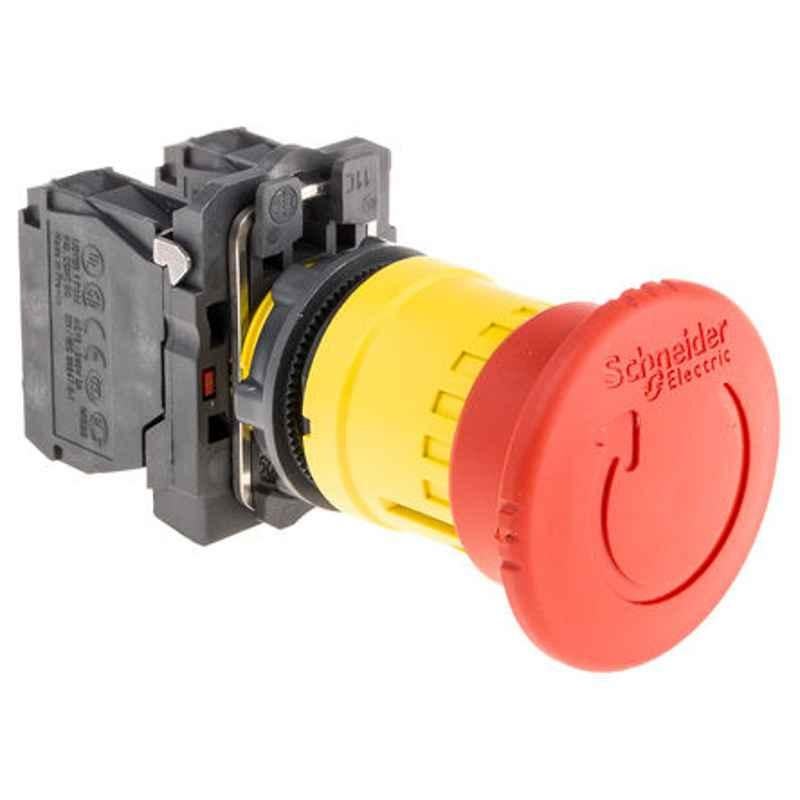 Schneider 40mm Mushroom Head Trigger Action Turn to Release Type Red Non-Illuminated Push Button, XB5AS8445N
