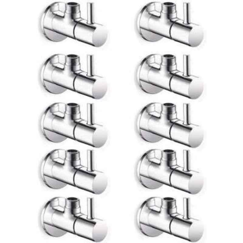 Zesta Turbo Stainless Steel Chrome Finish Angle Valve with Flange (Pack of 10)