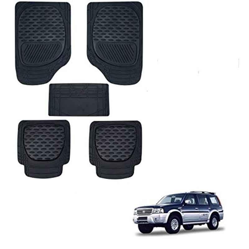 Kozdiko 6255 5 Pcs Rubber & PVC Black Heavy Car Foot Mat Set for Ford Endeavour