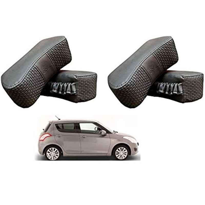 Kozdiko 4 Pcs CV Designer Grey Leatherite Neck Rest Car Cushion Pillow Set for Maruti Suzuki Swift Type-2 2011-2017