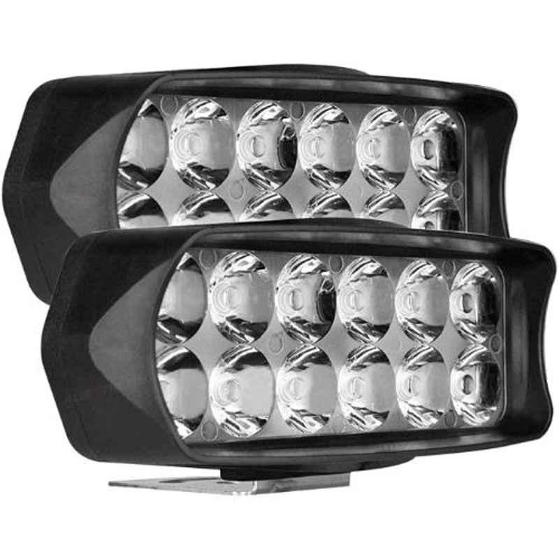 AllExtreme EXL22WW 2 Pcs 12 LED 18W White Off/On Road Driving Work Fog Light Set