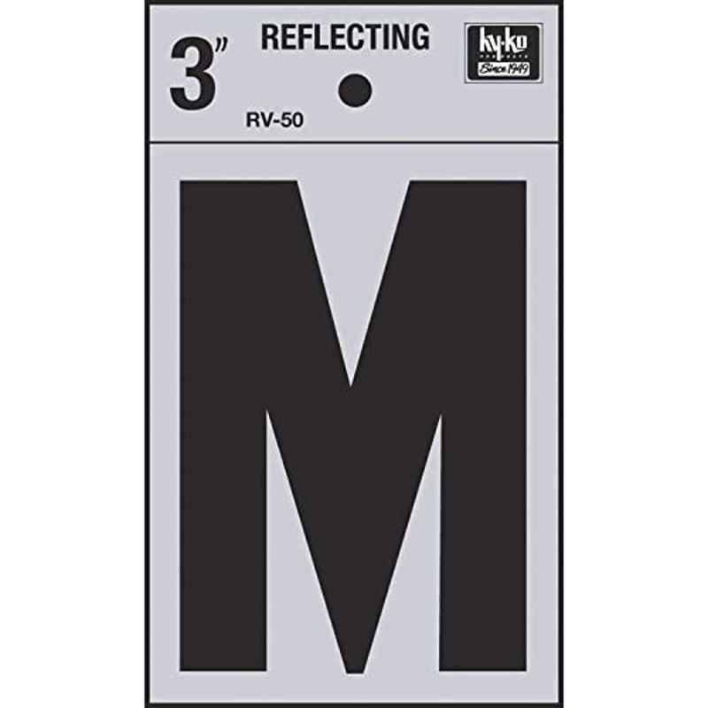 HY-KO RV-50/M 3 inch Vinyl Black Reflective Letter M, 107122