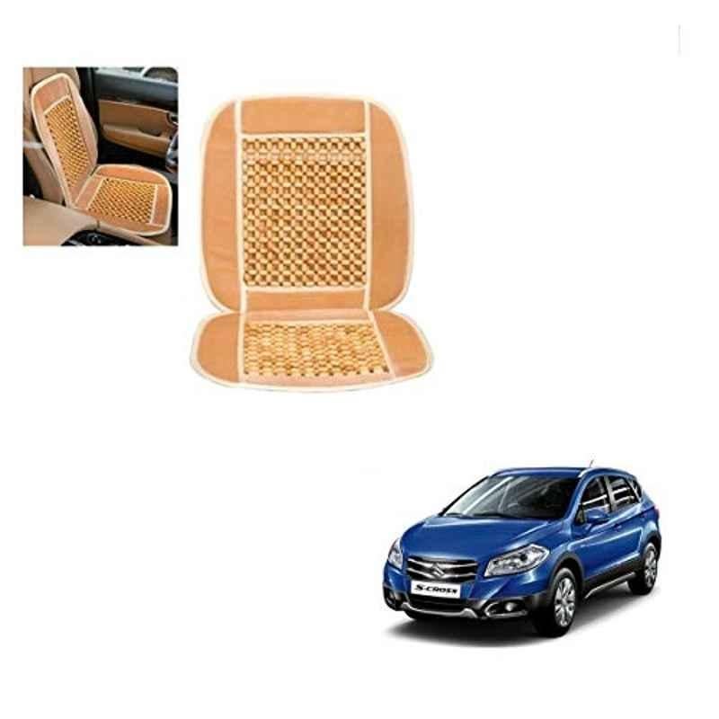 Kozdiko Wooden Bead Seat with Beige Velvet Border for Maruti Suzuki S-Cross