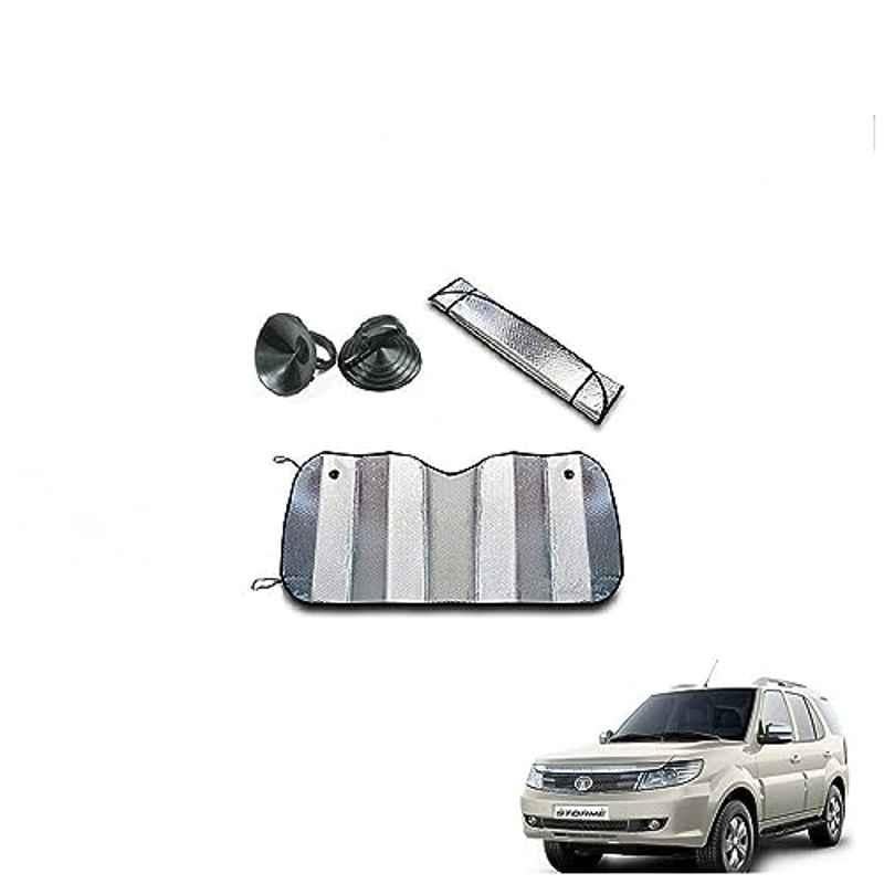 Kozdiko Aluminium Foil UV Protection Silver Windshield Sun Shade for Tata Safari Storme