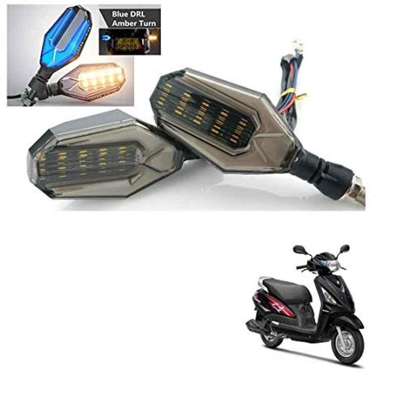 Kozdiko 4 Pcs Plastic Front & Rear U Shape Dual Color DRL LED BIke Indicator Set for Suzuki Swish 125