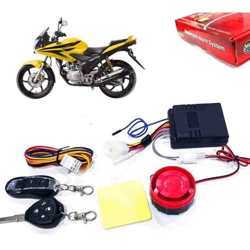 Auto Pearl 12V Black Two-Way Anti Theft Motorcycle Alarm Kit with 2 Pcs Remote for CBF Stunner