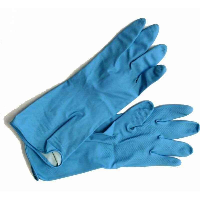 Hand Care Blue Rubber Safety Hand Gloves (Pack of 10)