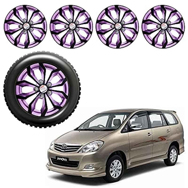 Auto Pearl 4 Pcs 15 inch ABS Black & Violet Car Wheel Cover Set for Toyota Innova