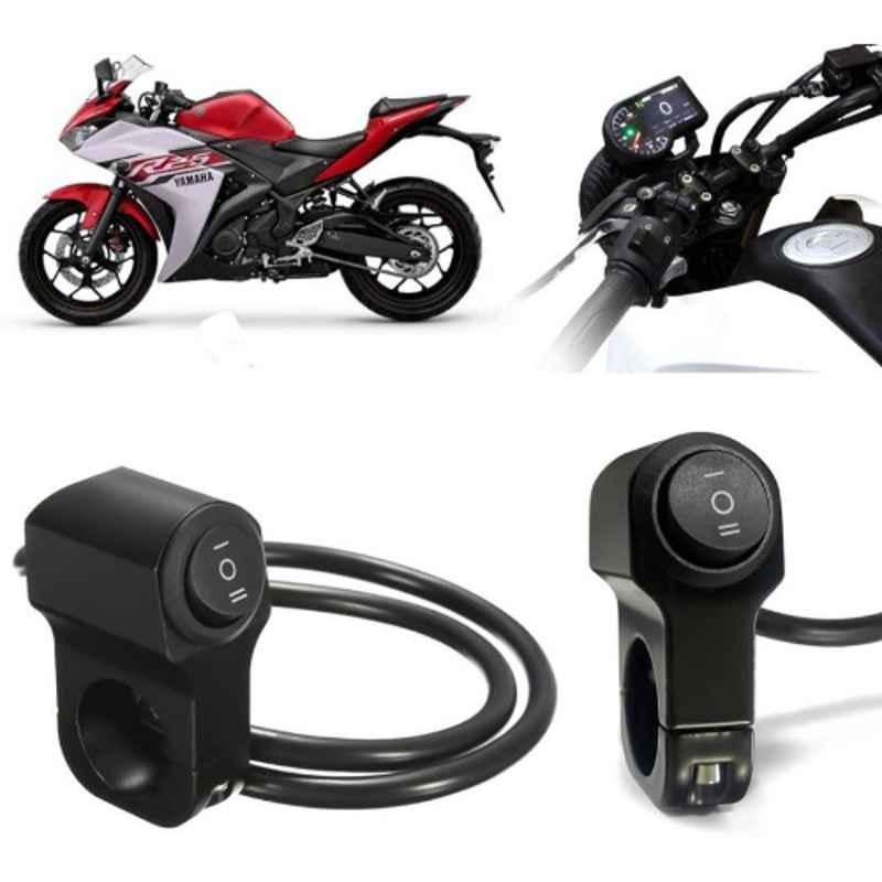 Auto Pearl 12V Aluminium Alloy Black Motorcycle Handlebar Headlight Switch for YZF R3 BS6