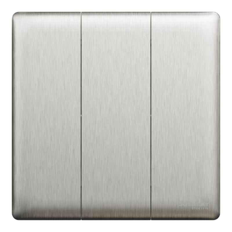 Schneider Electric Unica X 16A 250V 1 Way 3 Gangs Stainless Steel Switch, NUX33_1_SS