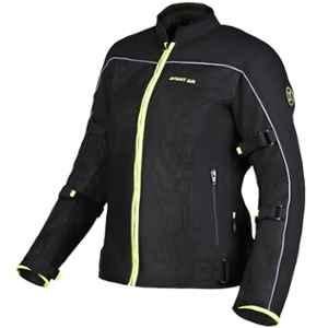 AllExtreme AVIANT Mesh Fabric Black Air Women Bike Riding Jacket with Armour Protector Elbows & Shoulders, Size: L