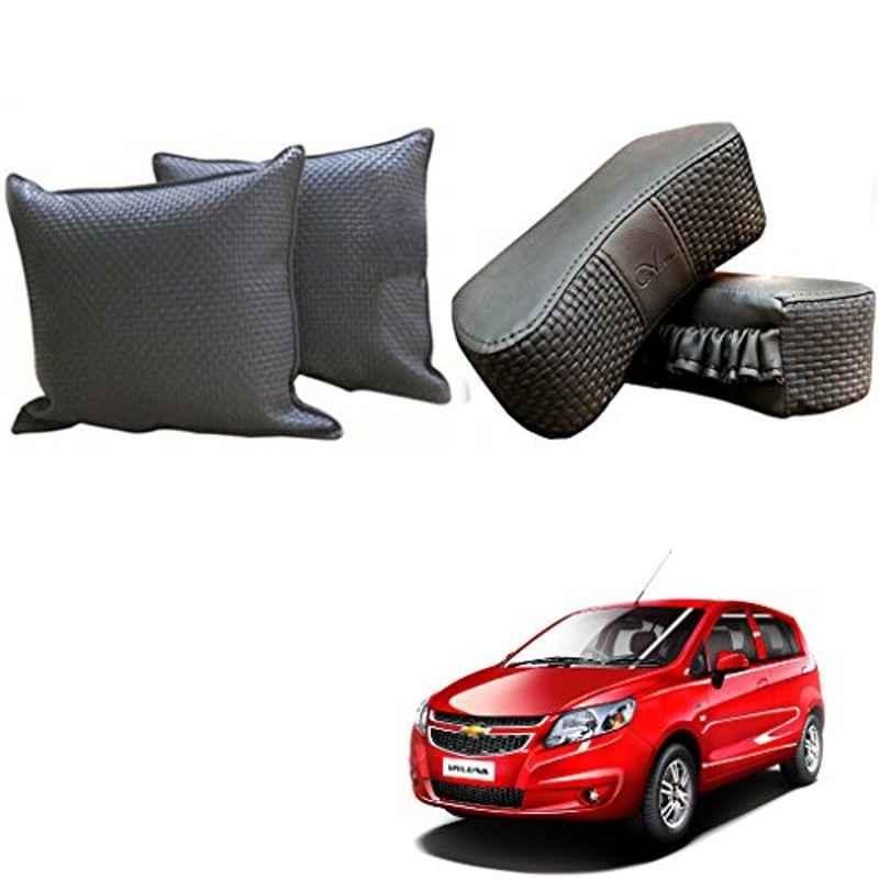 Kozdiko One Pair Grey Neck Rest & One Pair Cushion Combo for Chevrolet Sail Uva