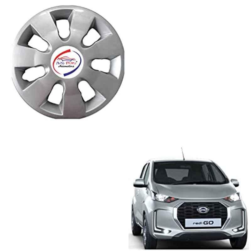 Auto Pearl 4 Pcs 13 inch ABS Silver wg 04 Hubcap Wheel Cover Set with Retention Ring for Datsun i Go