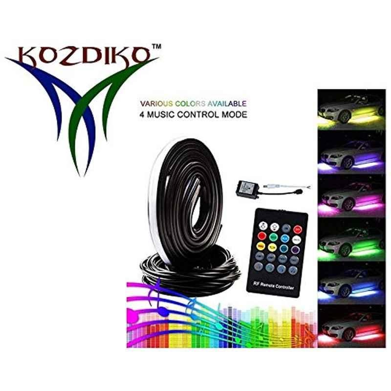 Kozdiko 4 Pcs Car Underbody Multicolor Neon Light Set with IR Remote for Volkswagen Ameo