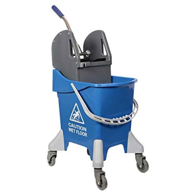 Moonlight 25L Plastic Blue Round Mop Bucket with Wheel & Wringer, 71018