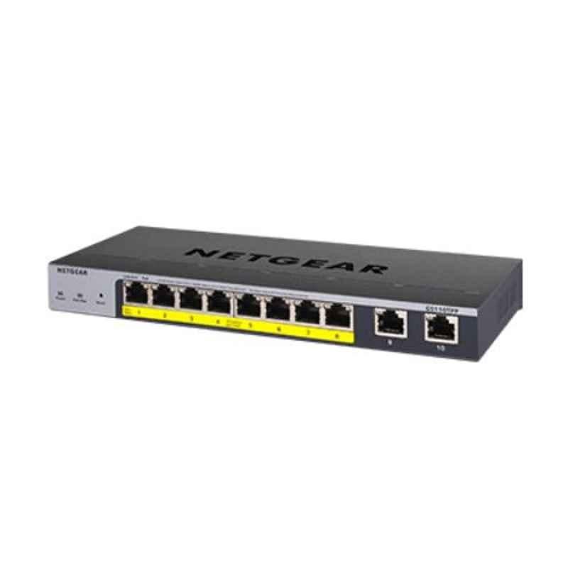Netgear 120W 8 Port Gigabit Poe Plus Ethernet Smart Managed Pro Switch with 2 Copper Ports, GS110TPP