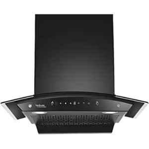 Hindware Divina 60cm MS Sheet & Glass Black Auto Clean Wall Mounted Chimney with Motion Sensor