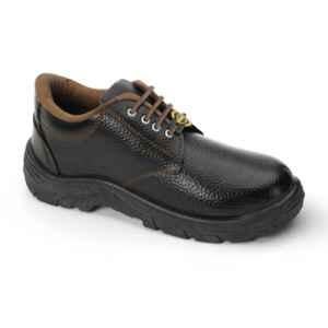 Komico Eco Synthetic Leather Steel Toe Black Safety Shoes, Size: 9