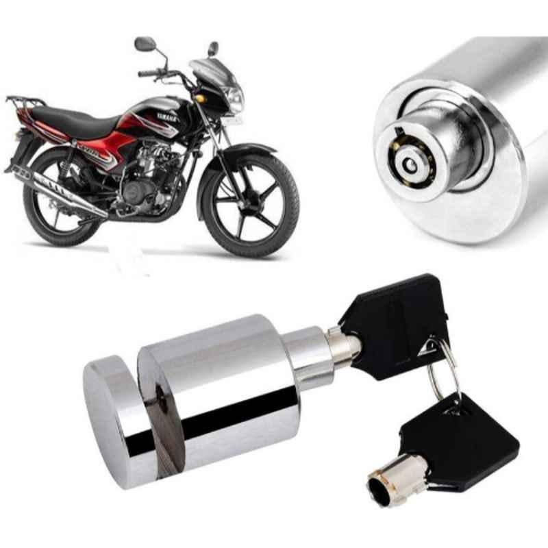 Auto Pearl Stainless Steel Silver Heavy Duty Anti Theft Motorcycle Disc Brake Lock, Lock_550