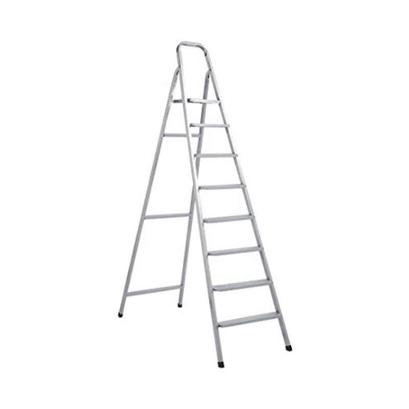 Robustline 8 Steps Steel Ladder, 161 cm, Silver Color, Robustline