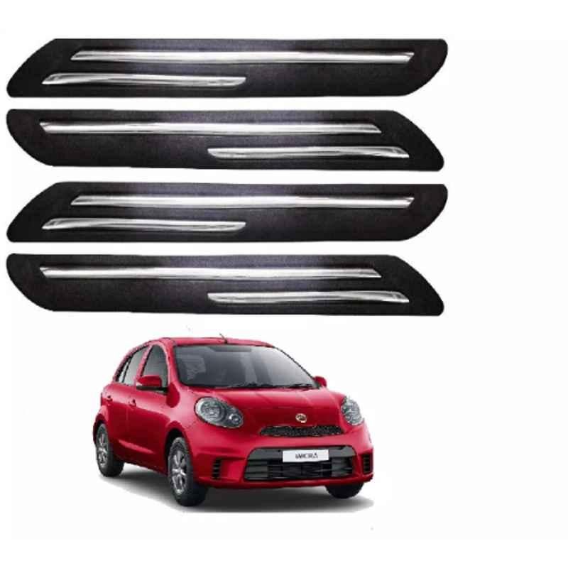 Sca Rubber Car Side Bumper Protector Guard with Double Chrome Strip for Mahindra Micra Type1 All Model Black Set Of 4, SCA-T8ABBQ