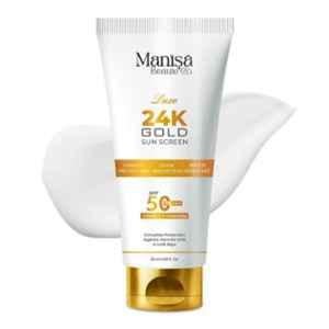 Manisa Beaute Luxe 50ml SPF 50 PA+++ 24K Gold Sunscreen with Vitamin C & Ceramides for UVA/UVB Protection